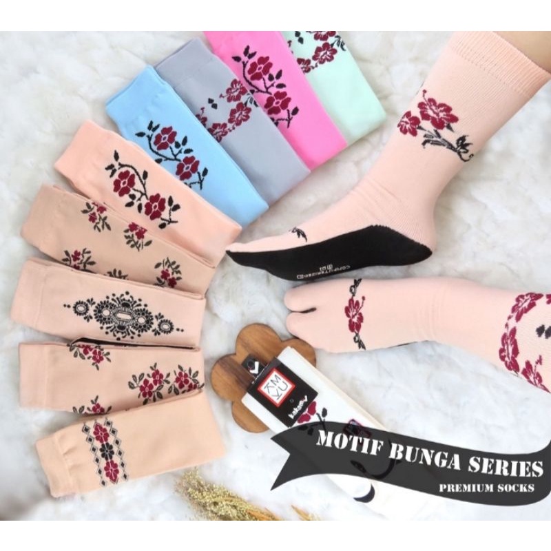 termurah!! ( 1 lusin ) kaos kaki jempol motif wanita muslimah dewasa