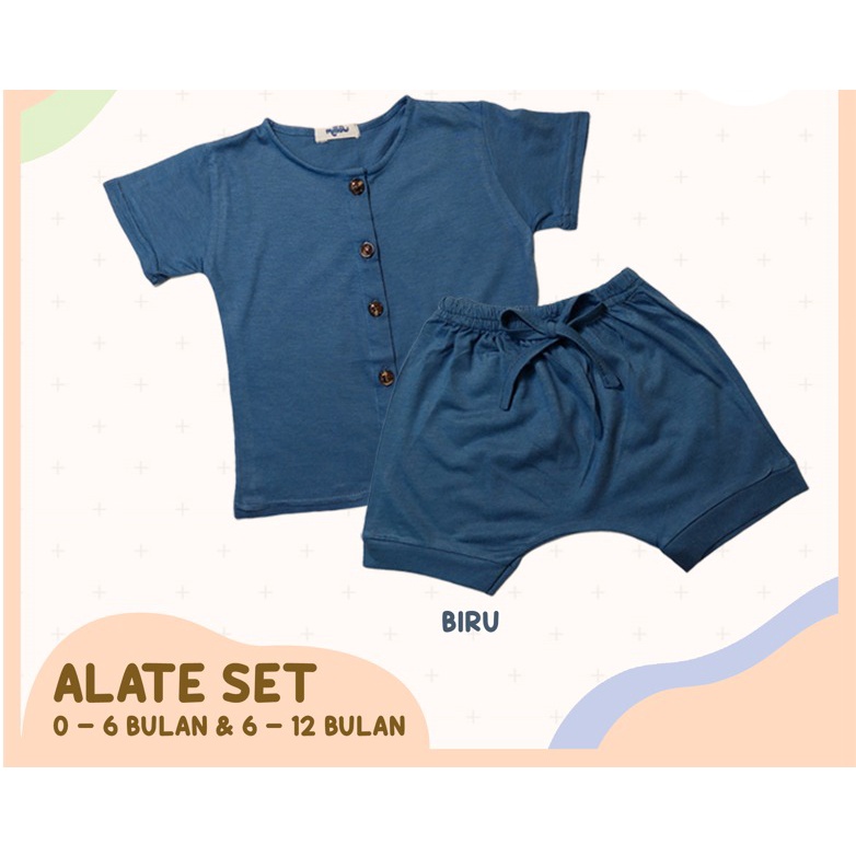 Alate Setelan Baju Bayi Lengan Pendek Unisex 0 6 Bulan Set Baju Dan Celana Baby Newborn