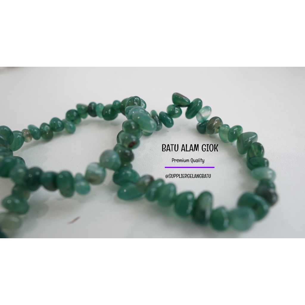 GELANG jadi batu kerikil GIOK HIJAU natural stone healing GREEN JADE