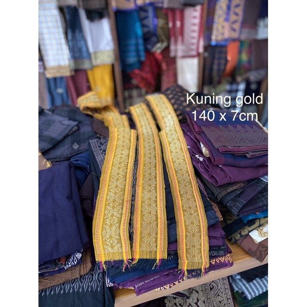 selendang songket tenun bali-Kuning gold