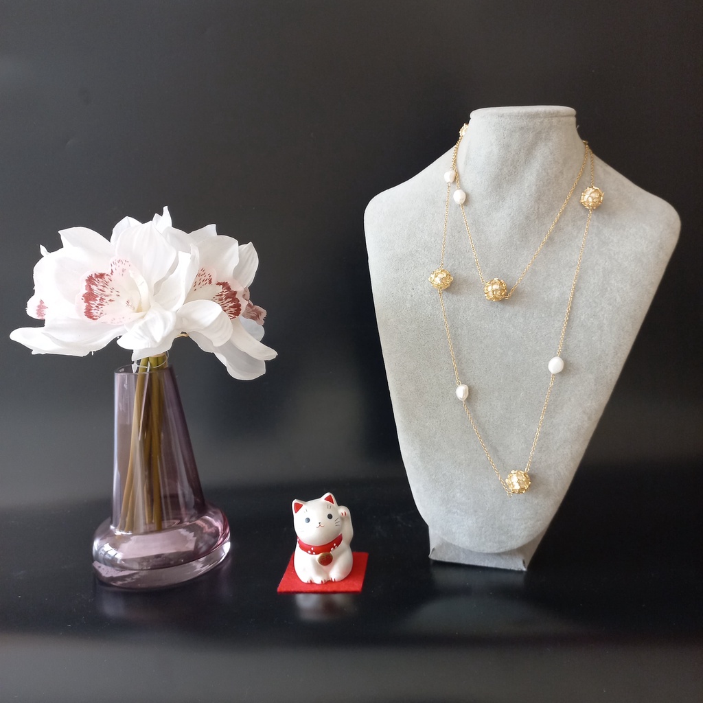 Kalung Panjang Mutiara/ Kalung 2 Layer/ Susun BIsa untuk kalung hijab (MT03)