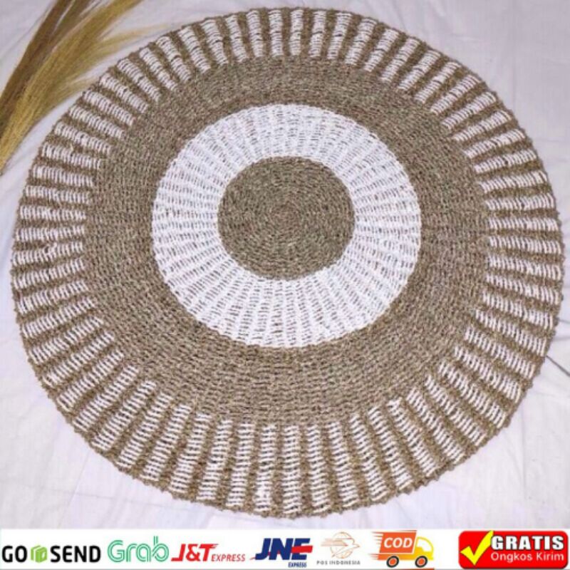 Karpet Rug Anyaman Seagras 120cm / Karpet Bulat / Karpet Lantai Bisa Cod Murah