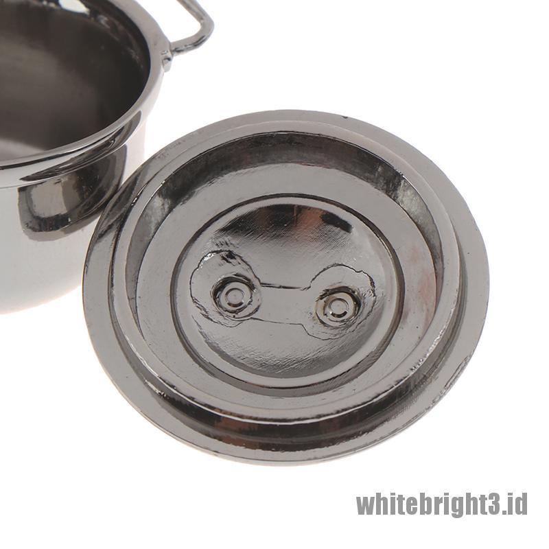 (white3) Mainan Miniatur casserole Bahan stainless steel Untuk Aksesoris Dapur Rumah Boneka 1 / 12