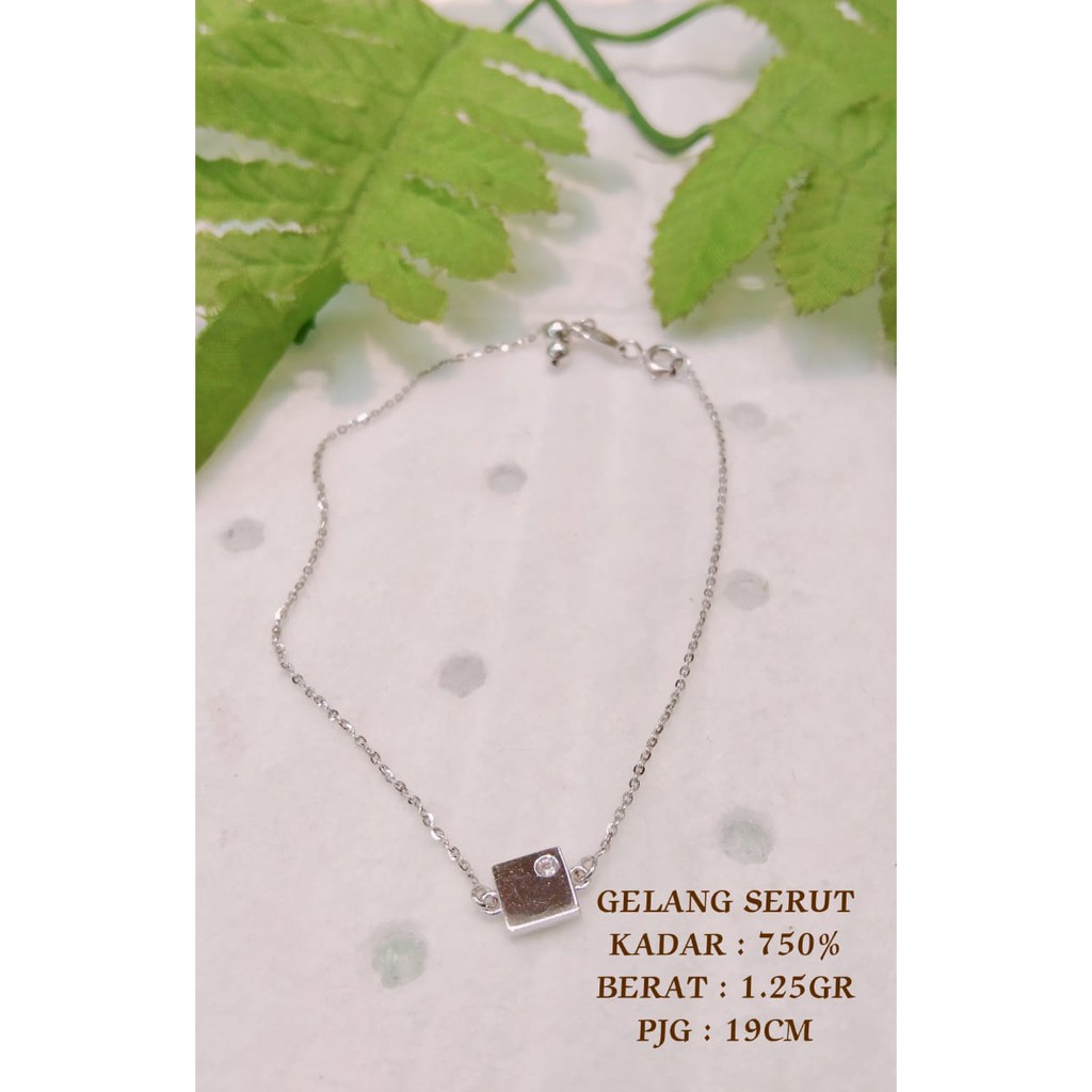 Gelang emas asli kadar 750 white gold edition serut ubs emas putih