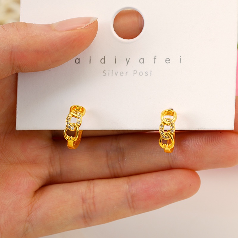 Anting Rantai Pendek 24K Model Hollow Gaya Bangkok Untuk Wanita