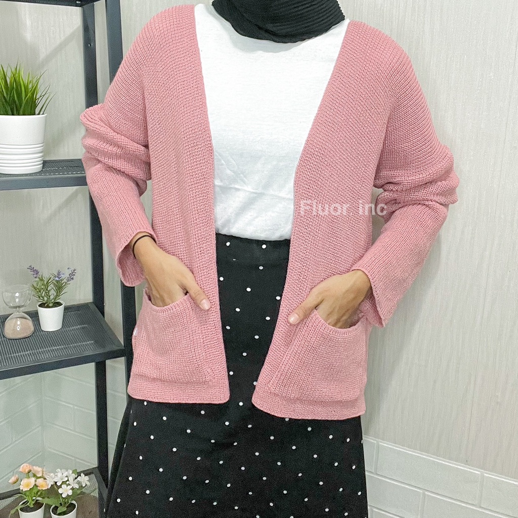 Fluor.Inc - Cardigan Rajut Oversize / Cardigan Rajut Wanita Oversize / Cardigan Rajut Lizzy Saku / C