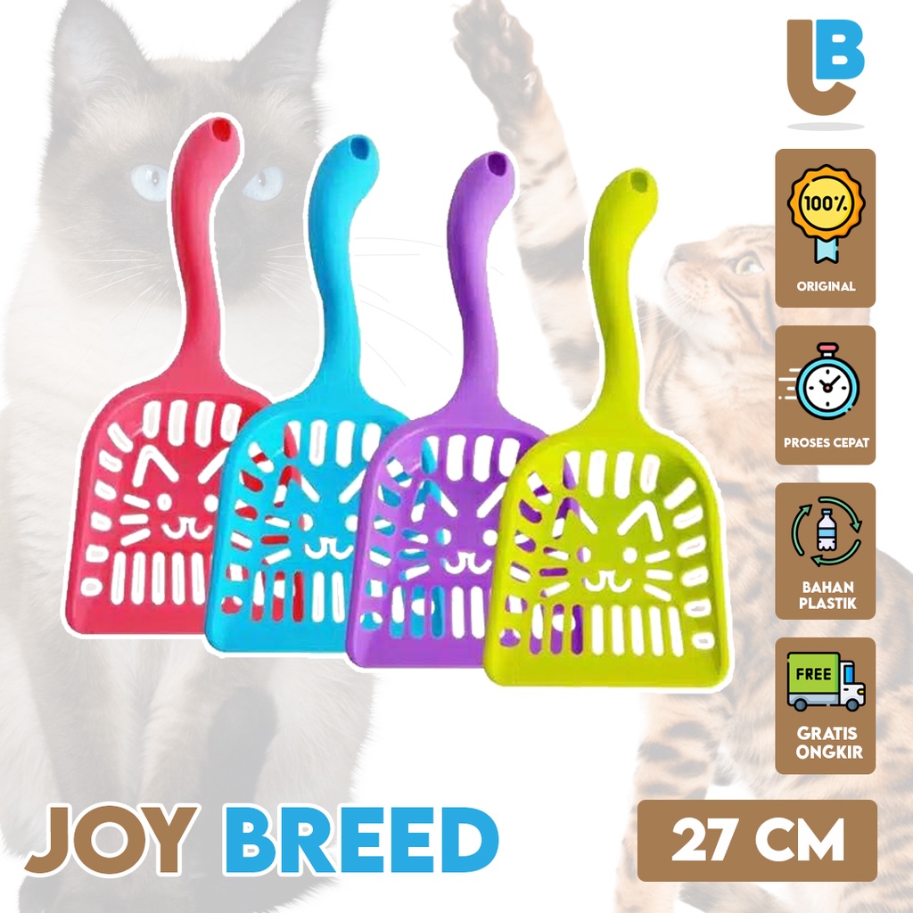 SEKOP PEMBERSIH KOTORAN KUCING SEROKAN PASIR MOTIF KUCING PANJANG | JOY BREED