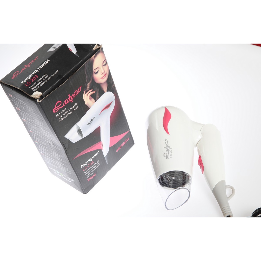 Hairdyer Ladystar Ls-203 pengering rambut profesional yang bisa dilipat original dan murah protable