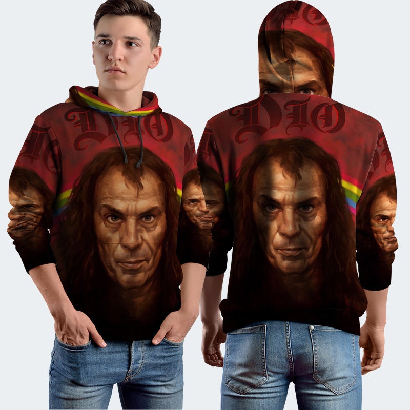 Jaket Hoodie Fullprint DIO METAL ROCK Bahan Polyester Jersey