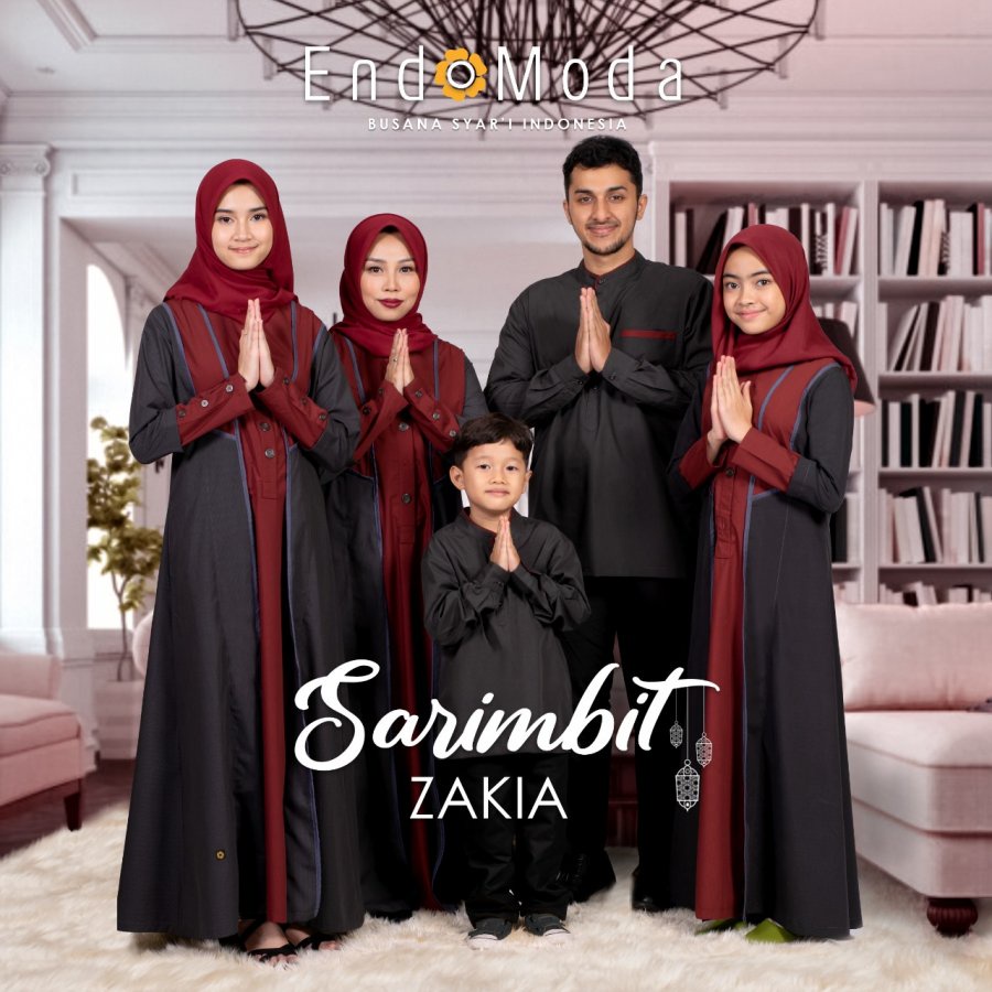 Endomoda - Sarimbit Couple Baju Muslim Muslimah Keluarga Zakia Lebaran Family Edition Koko Ayah Anak