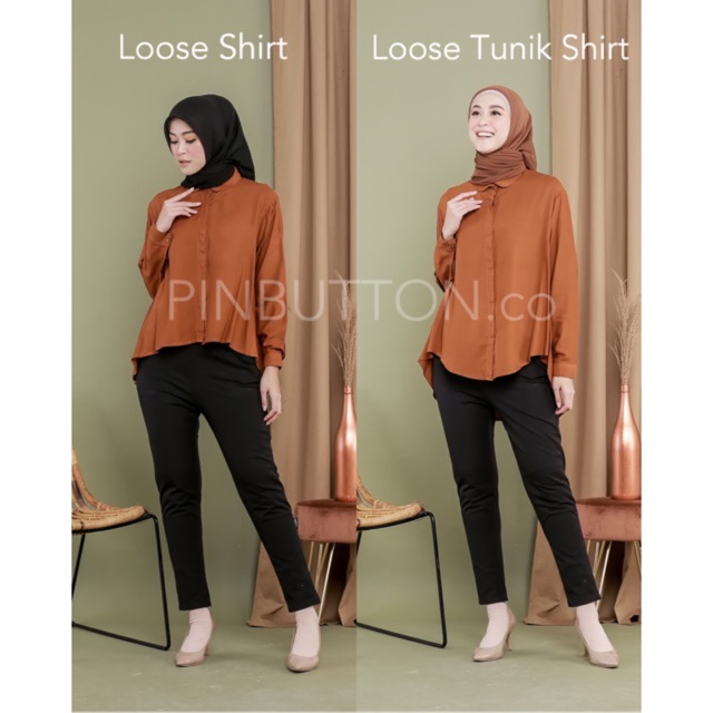 Kemeja Wanita Katun Rayon Polos Lengan Panjang - LOOSE SHIRT BLACK-1