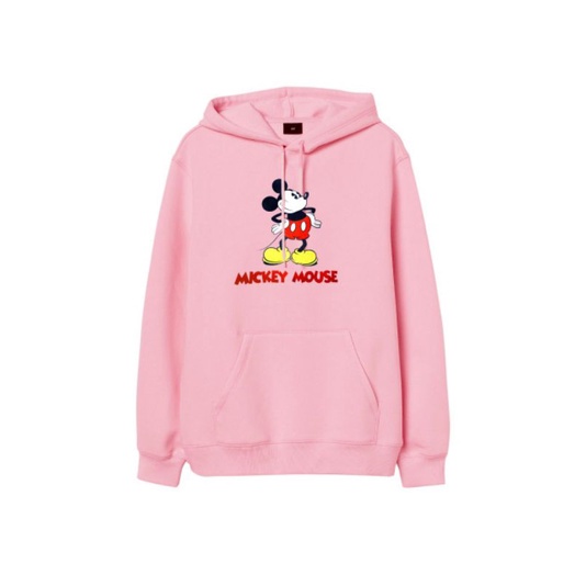 Hoodie Jaket Mickey Mouse Pink Character Oversize Lucu Couple Pria Wanita HnM