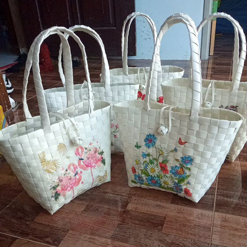 tas anyaman embos mini tinggi 22,tas hampers, tas decoupage, tas wanita , tas cantik
