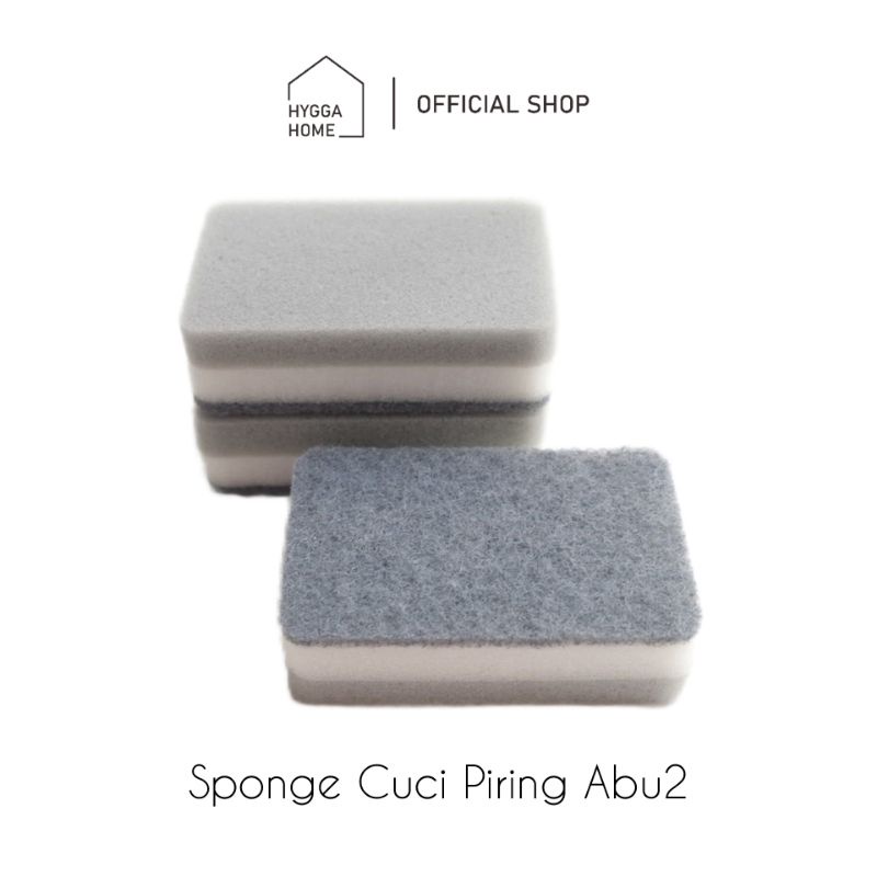 Jual Hygga Home Sponge Cuci Piring Abu Spons Cuci Piring Dua Sisi