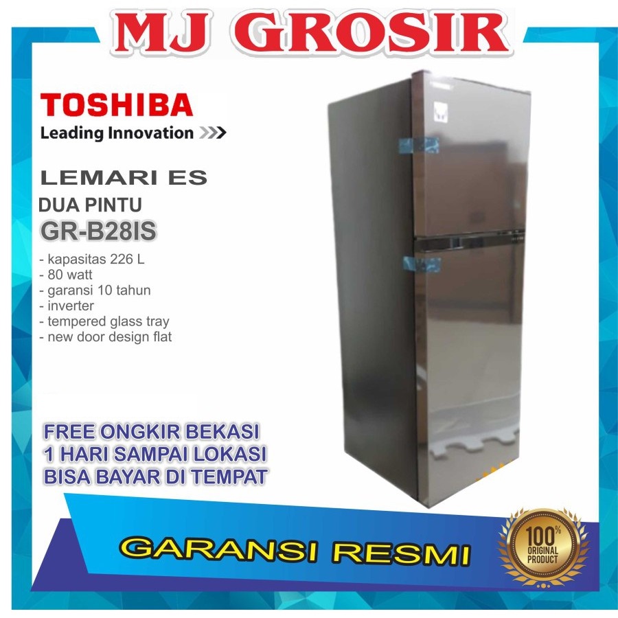 KULKAS TOSHIBA GR-B 28 IS LEMARI ES 2 PINTU GRB28IS INVERTER LOW WATT
