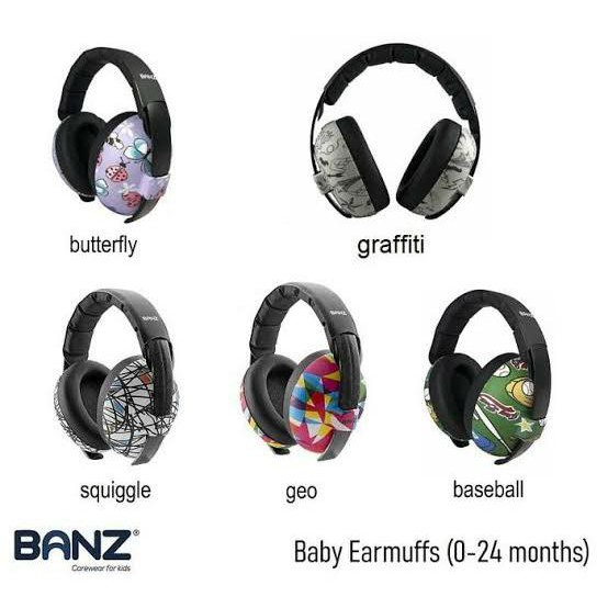 Banz baby earmuffs butterfly, sports,trasnport,baseball, graffiti, squiggle, geo , baseball