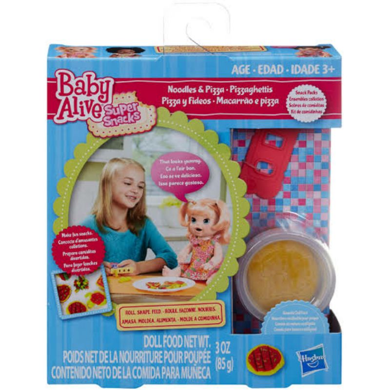 ori original baby alive hasbro doll food super snacks treat time noodles pizza dough mainan anak bayi aksesoris accessories makanan boneka cetakan