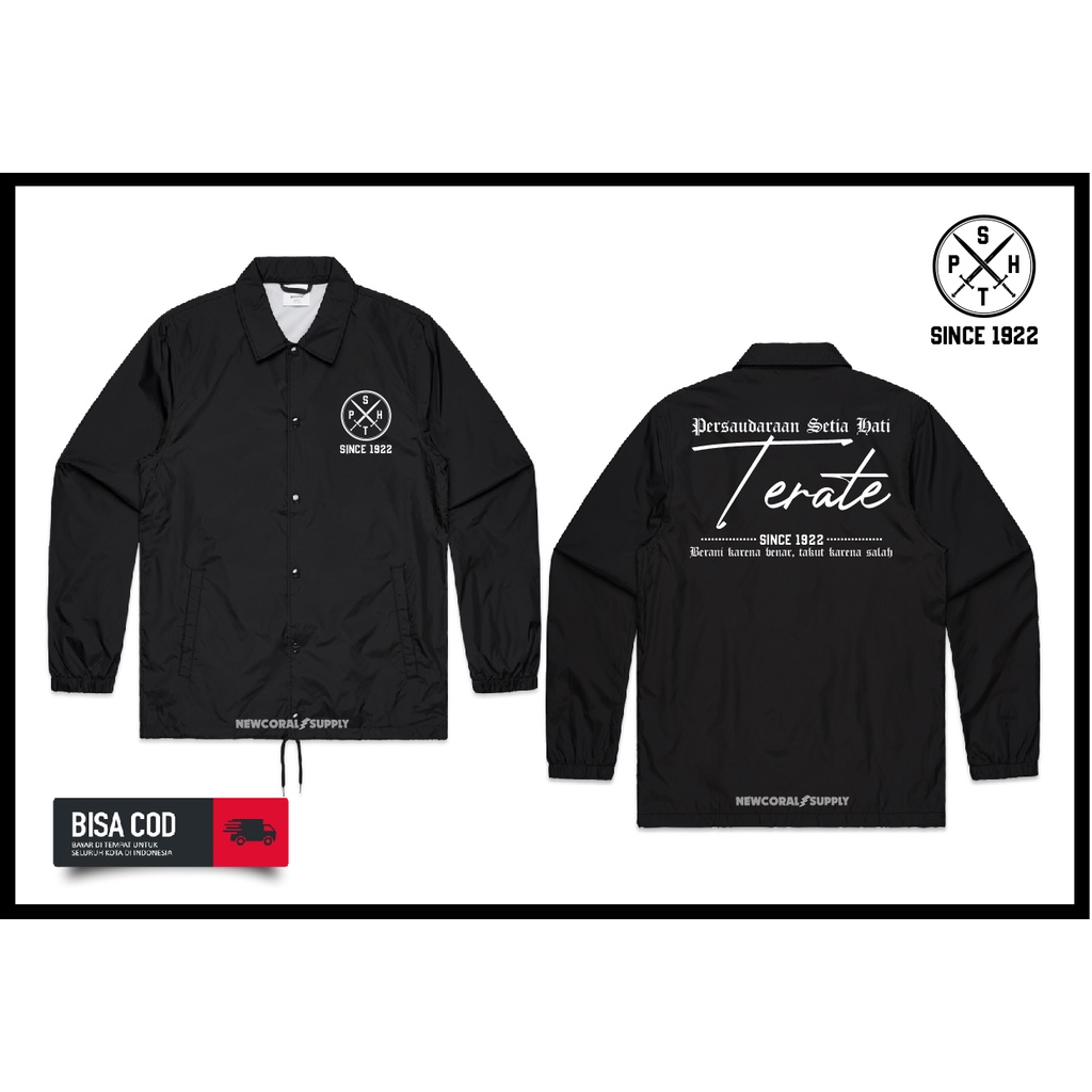 Jaket Coach Windbreaker PencakSilat PSHT Terate 1922 Printing Bahan Waterproof Kualitas Distro Termu