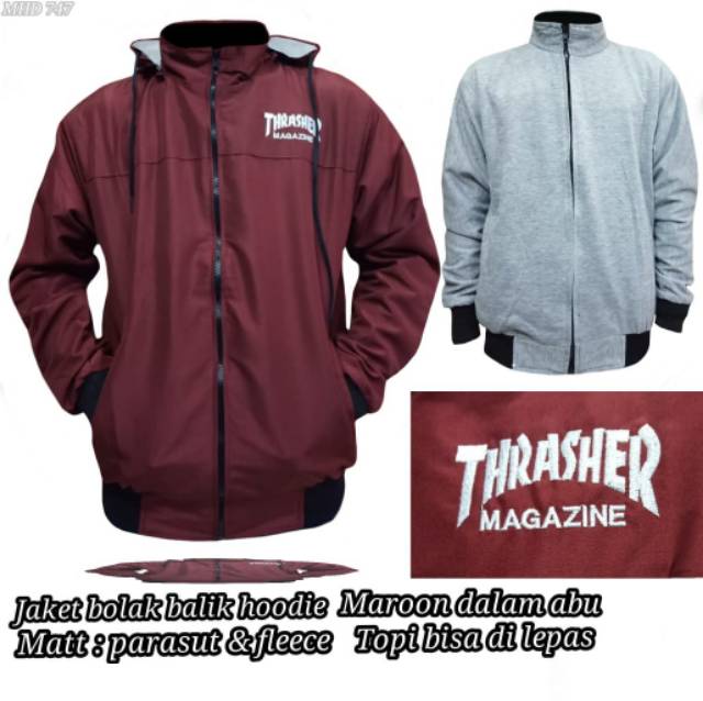 Jaket parasit thrasher jaket pria jaket bolak balik