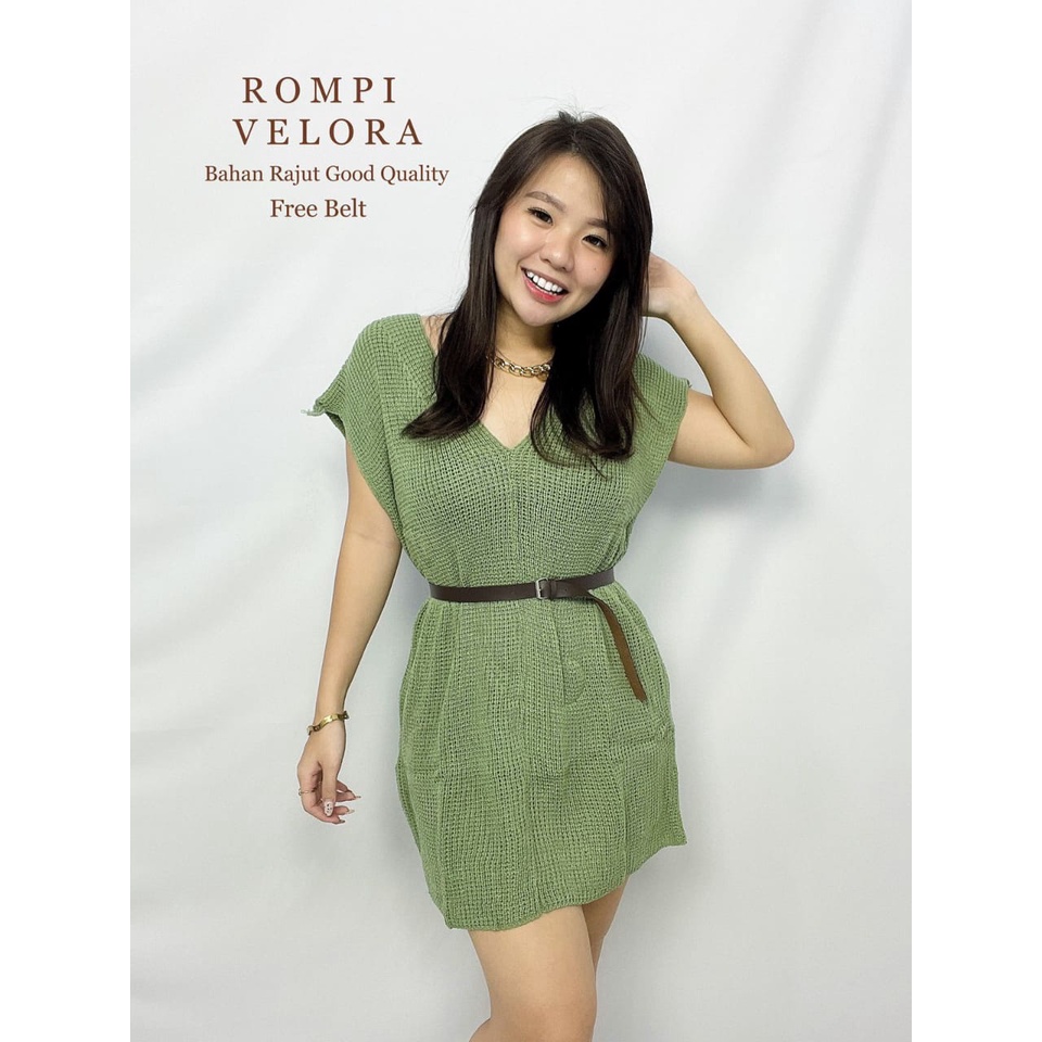 A03 Rompi Velora Rajut Bahan rajut free Belt PJ:70(tanpa iner)