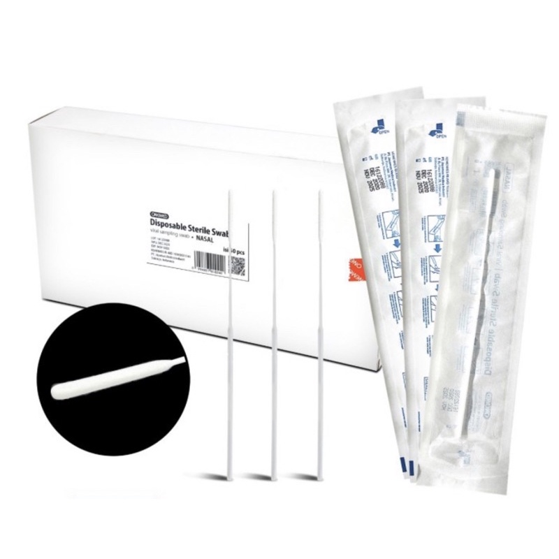 colokan hidung nasal swab sterile colokan antigen flocked swab kemenkes , nasal swab
