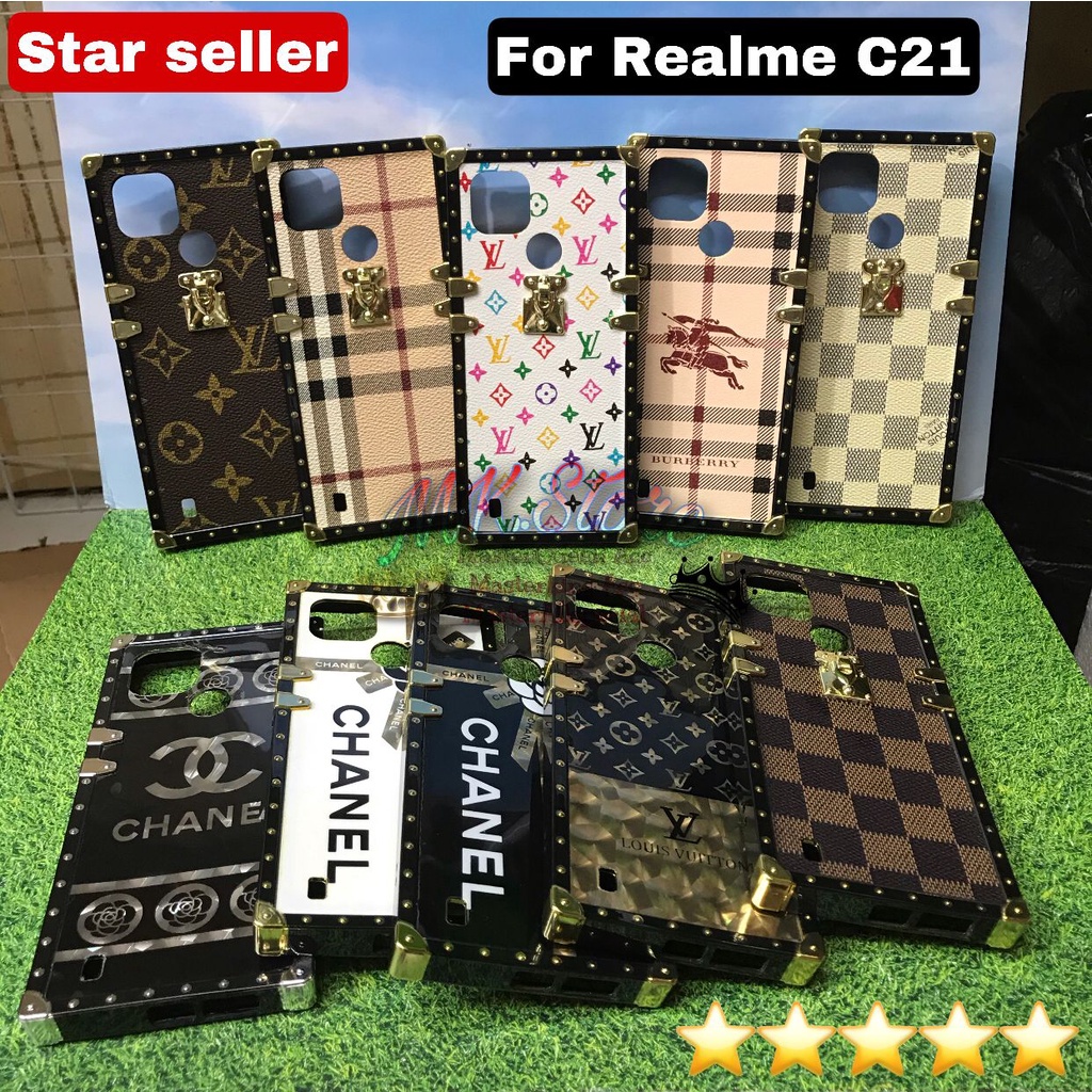 MQ88 - REALME C21 NEW CASE MOTIF CHANEL GUCCI BURBERRY LUXURY LOUIS VUITTON MIRROR BRENDED IMPORT CA