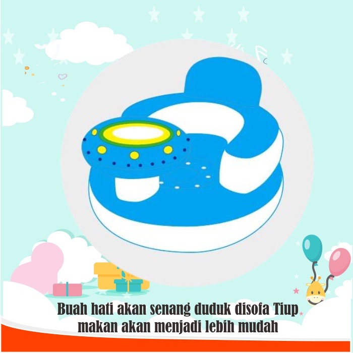 Sofa kursi tempat duduk bayi Mobil belajar duduk model pompa tiup Seat baby chair kursi makan bayi BIRU