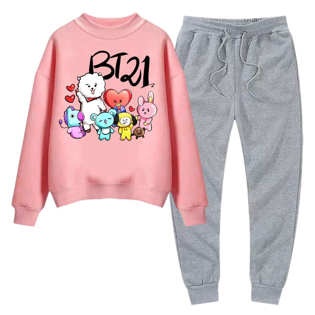 BESS - Baju Setelan Wanita Murah / Setelan Sweater + Jogger Abu - BT BONEKA