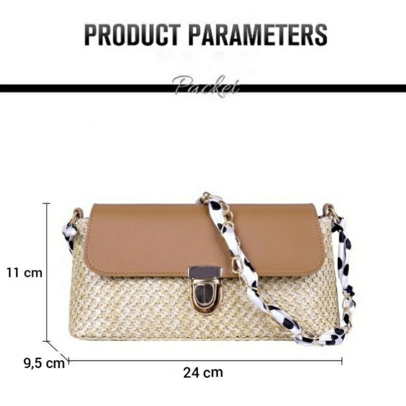 Tas Wanita Clutch Model Rajut Anyam Sling Shoulder Bag Rantai Pita TW202