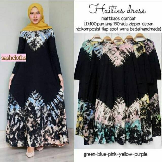 GAMIS KAOS BLACK TIEDYE 3 BUSUI MUSLIMAH LENGAN PANJANG GAMIS KAOS BLACK TIEDYE 3 BUSUI MUSLIMAH LENGAN PANJANG