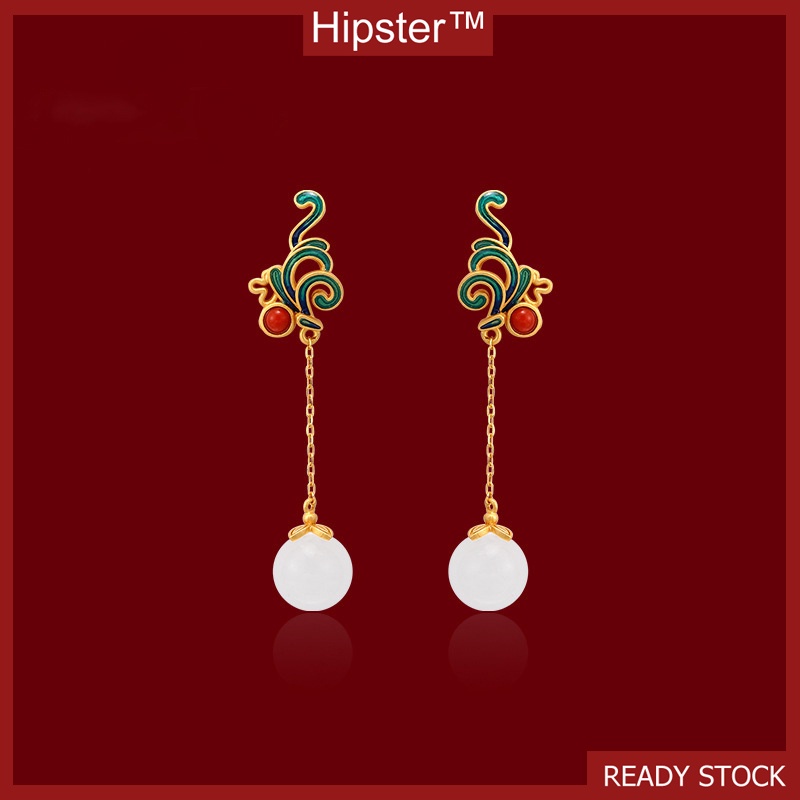 Heritage Ancient Hetian Jade Earrings Eardrops