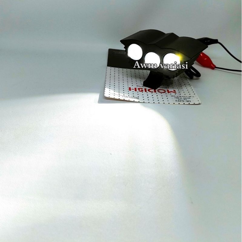 Lampu Tembak Sorot Motor Mobil LED CREE Mini Owl Ultrafire 3 Mata plastik