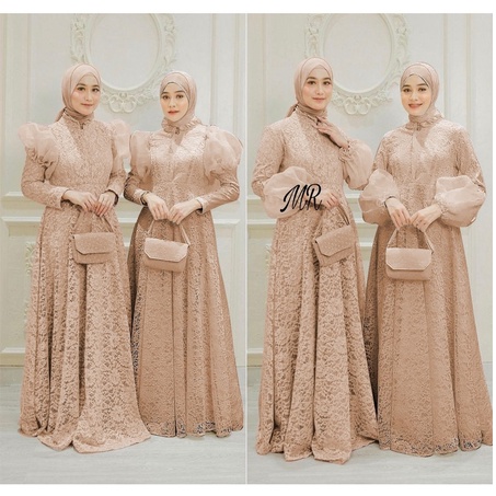 Gamis remaja wanita brokat modern model kekinian edisi kondangan nikahan lebaran terbaru 2022 maxi f
