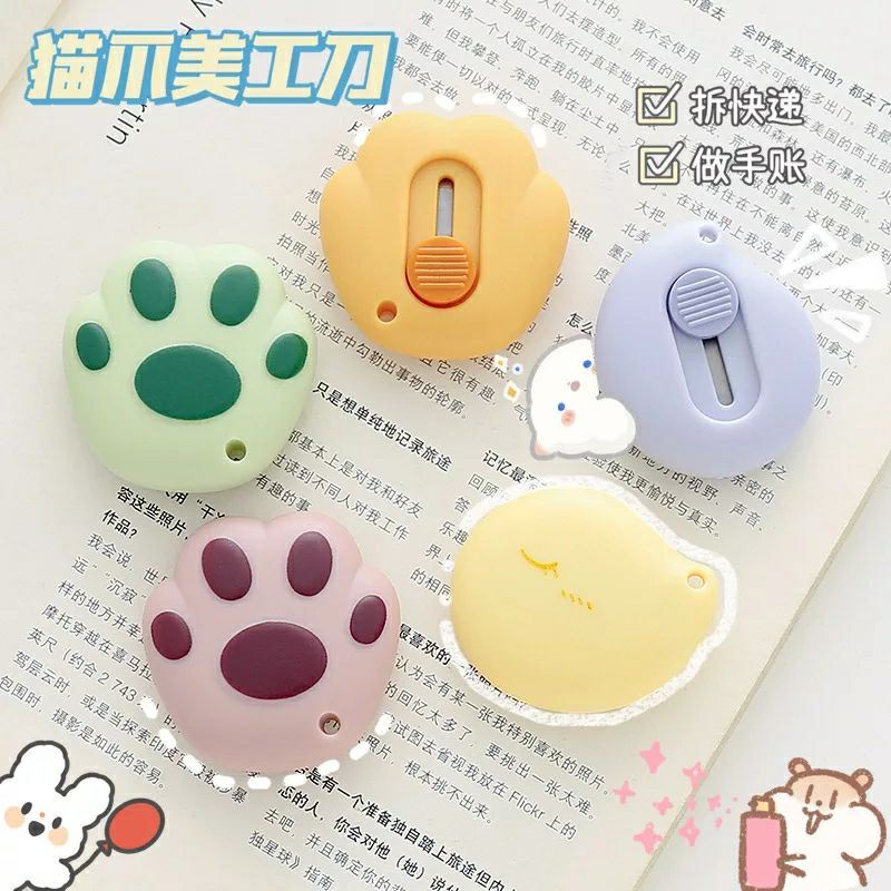 

GAEKOPEDIA || CUTTER MINI CARTOON PAW Kawaii Mini Portabel Kaki Kucing Seni Pisau Express for School