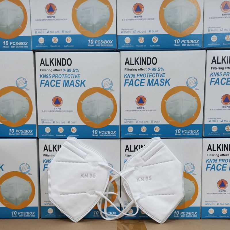 Masker KN 95 Alkindo 5 ply 1 box isi 10 pcs-Kn95 warna facemask/kemasan original/surgical bedah