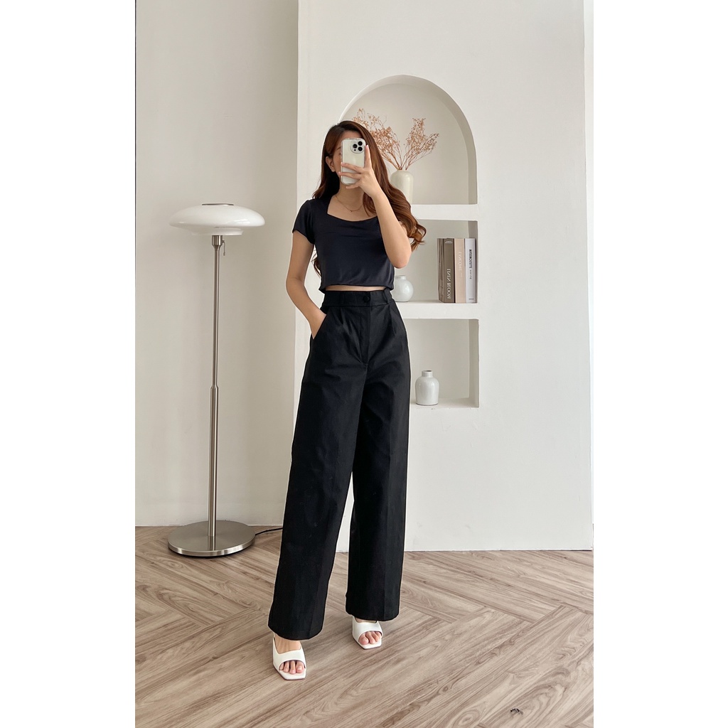 POTTIE - Cassia Chino Pants - Long Chino High Waist - Celana Chino Wanita