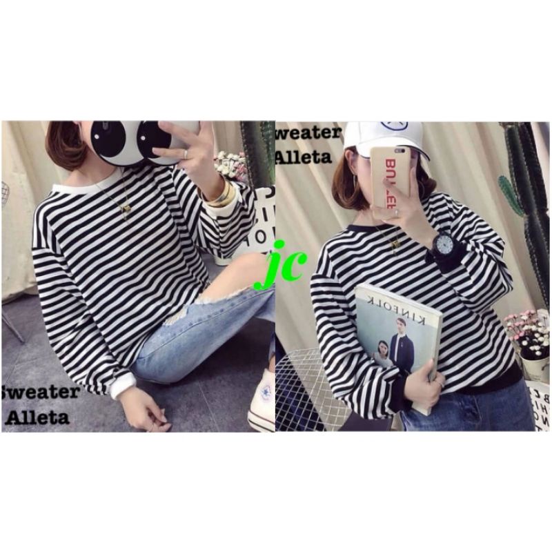 JCK - Sweater Alleta / Sweater Salur Wanita Korean Style Terbaru