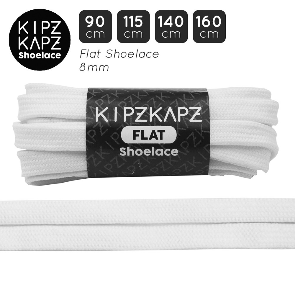 TALI SEPATU PIPIH - FLAT SHOELACE 8MM - F2 WHITE - 90CM 115CM 140CM 160CM