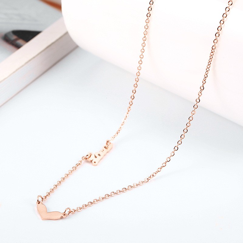 Kalung Fashion Korea Titanium Rosegold Love Polos - BN313