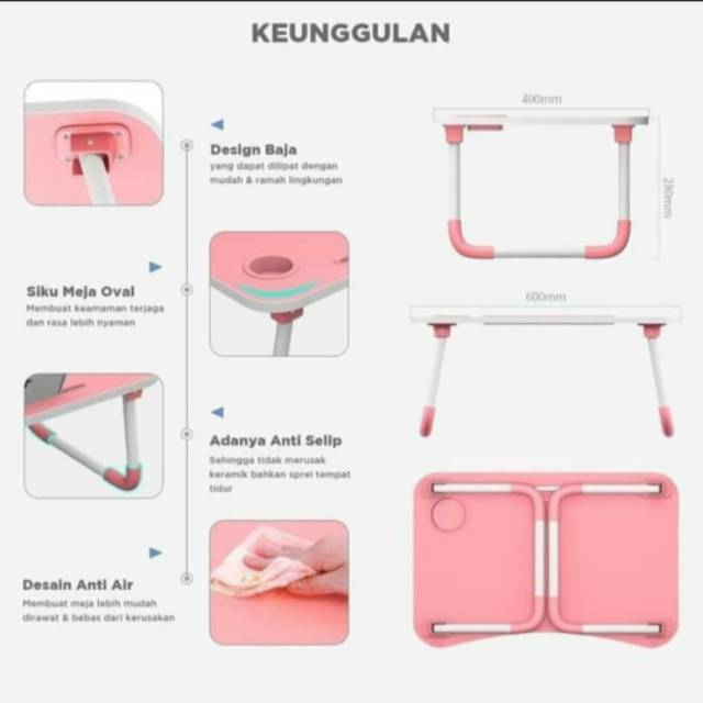 Meja Laptop Lipat Portable Meja Belajar Anak Multifungsi Anti Air Karakter dan Polos Murah