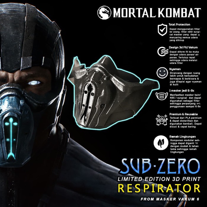 Sub zero mortal kombat Edition Respirator Masker | Shopee ...