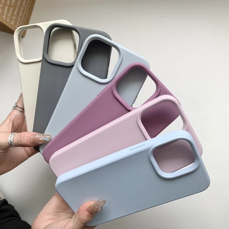 IPHONE Untuk Iphone14 13 PRO Max case Sand Pink Full Tertutup Real Liquid Silicone case Untuk Iphone12 PRO 78 SE2 X XS Max XR 8 7 plus 11 PRO Max Casing Ponsel