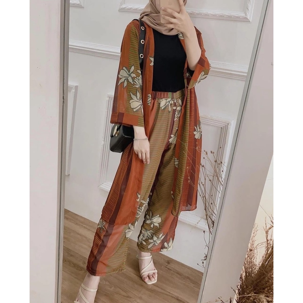 MANDA ONE SET WANITA / SETELAN RAYON DAILY ONE SET BAJU SETELAN PAJIMAS WANITA KEKINIAN-BAMBO OUTHER B