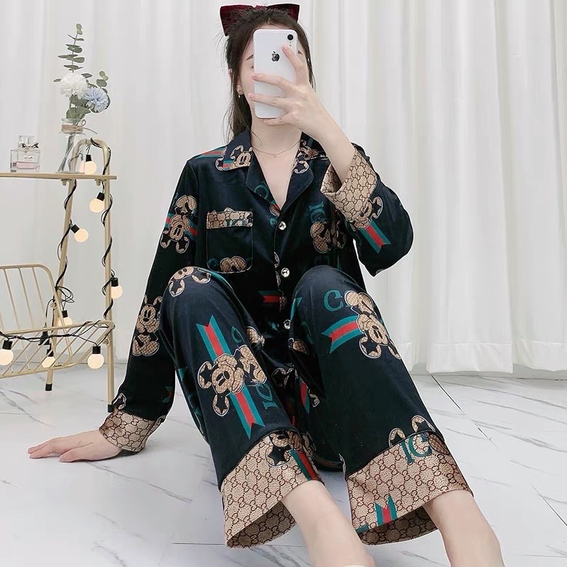 Piyama satin import / baju tidur wanita / ice silk baju tidur musim gugur-1