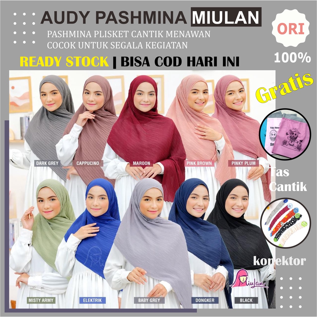 Audy Pashmina Miulan Pashmina Plisket Jilbab Pashmina Ukuran Jumbo Motif Zigzag By Miulan Hijab