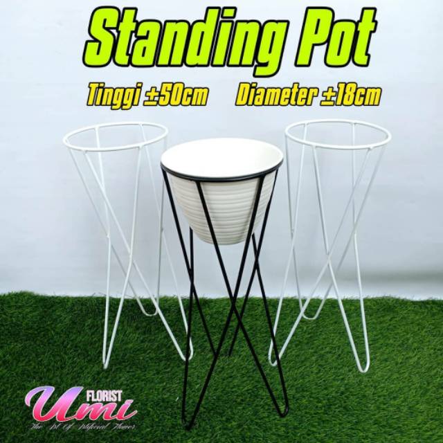 Standing Pot besi Kaki 3 Tinggi 50cm Diamter 18cm