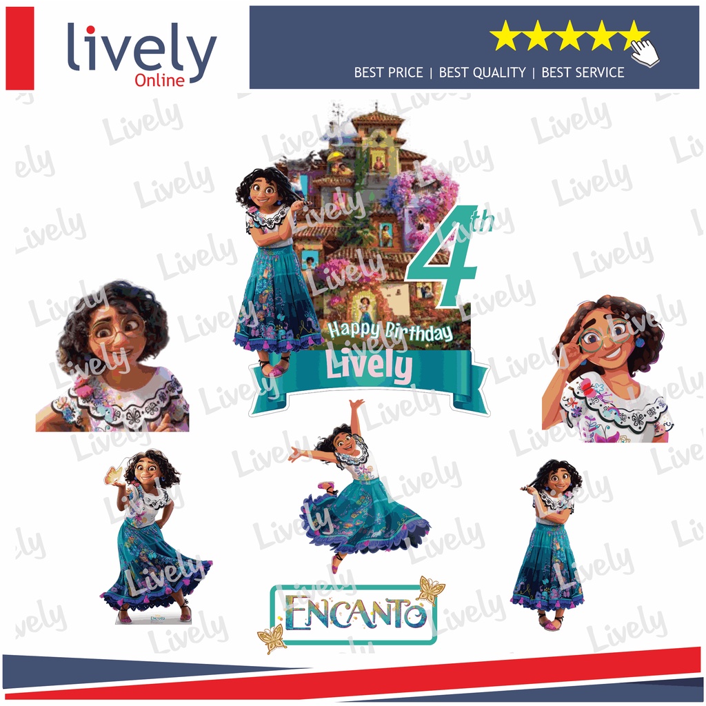 CUSTOM NAMA CAKE TOPPER KARAKTER ENCANTO DISNEY 02 HIASAN KUE ULANG TAHUN HAPPY BIRTHDAY
