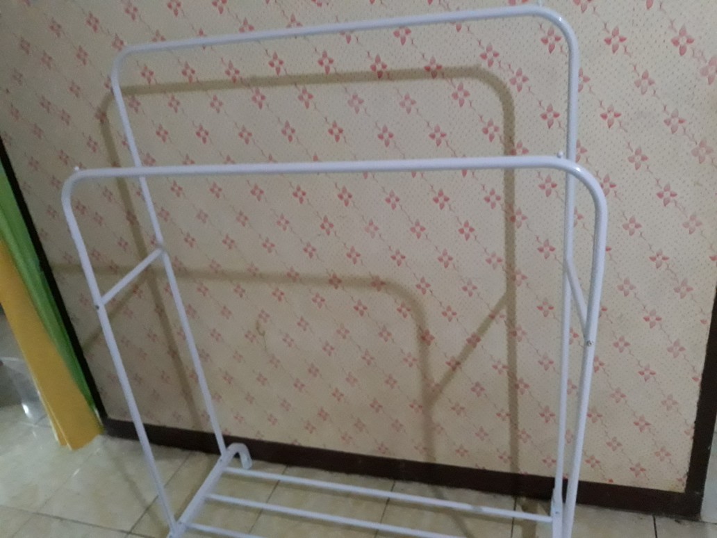 Double Row Windproof Clothes Hanger Gantungan Baju Hanger Baju Standing Hanger Jemuran Baju A732