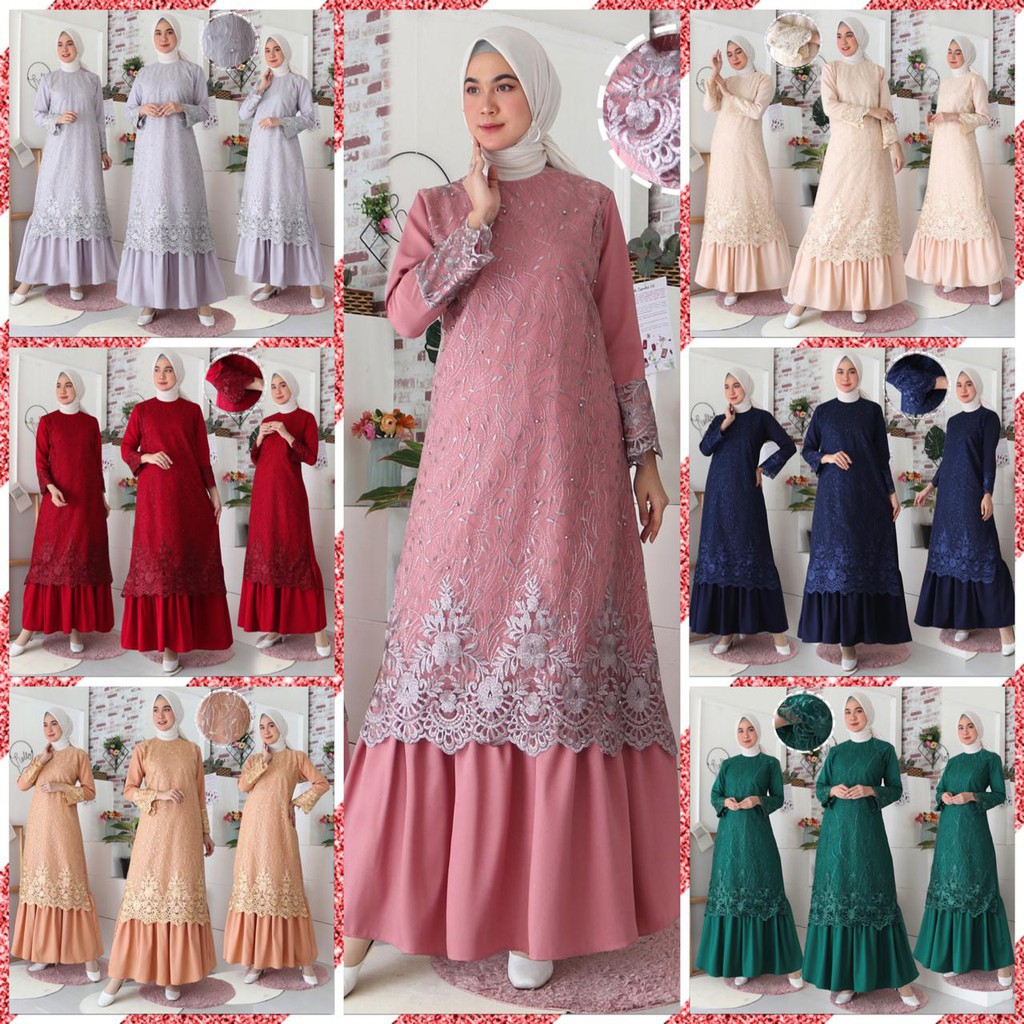 BAJU GAMIS WANITA TERBARU 2021BAJU GAMIS PESTA GAMIS WANITA TERBARU 2021 KEKINIAN GAMIS BROKAT NEW