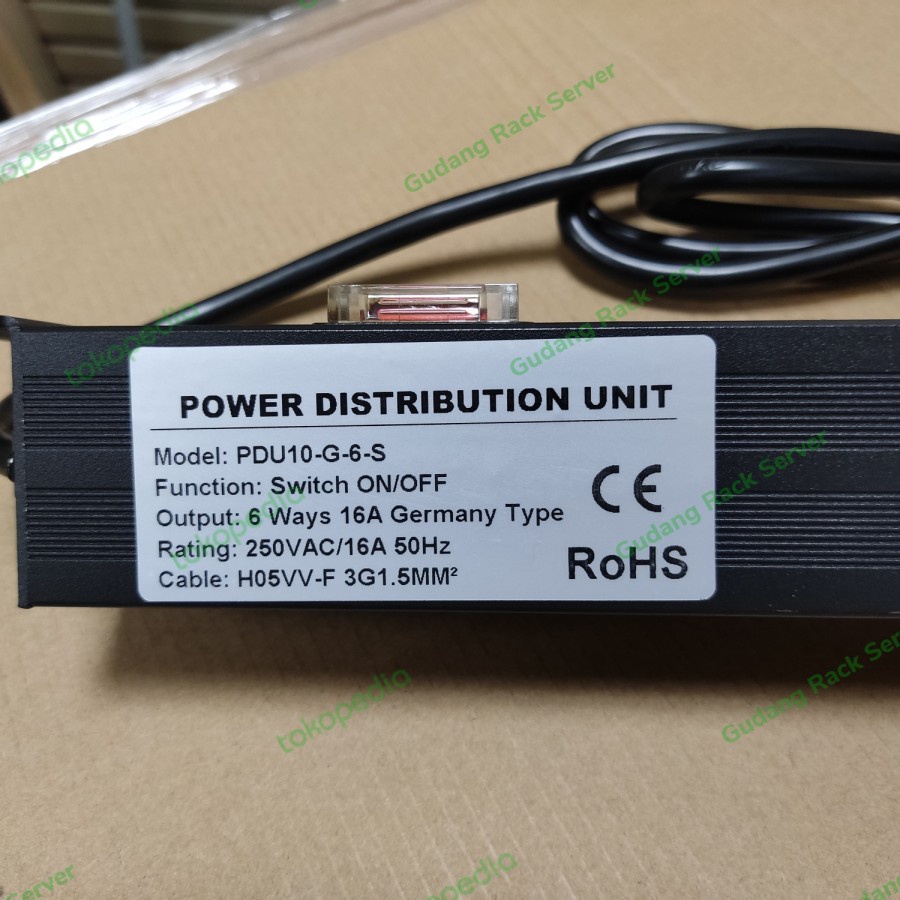 PDU 6 port Rackmounted 19inch 1U power distribusi unit